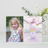 ANY AGE - Eenhoorn Glitter Verjaardag uitnodiging (Staand voorkant)