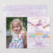 ANY AGE - Eenhoorn Glitter Verjaardag uitnodiging (Voorkant / Achterkant)