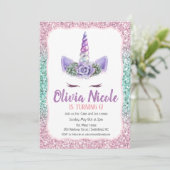 ANY AGE - Eenhoorn Glitter Verjaardag uitnodiging (Staand voorkant)