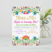 ANY AGE - Fiesta Floral Glitter Verjaardag Kaart (Staand voorkant)