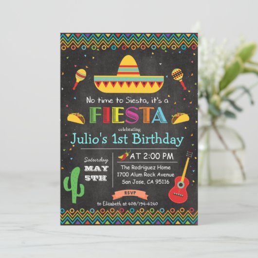 ANY AGE - Fiesta Mexicaanse Verjaardagskalk Uitnod Kaart (Staand voorkant)