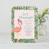 ANY AGE - Flamingo Flamingle Verjaardagsuitnodigin Kaart (Staand voorkant)