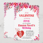 ANY AGE Floral Valentijnsdag Verjaardagsuitnodigin Kaart (Voorkant / Achterkant)