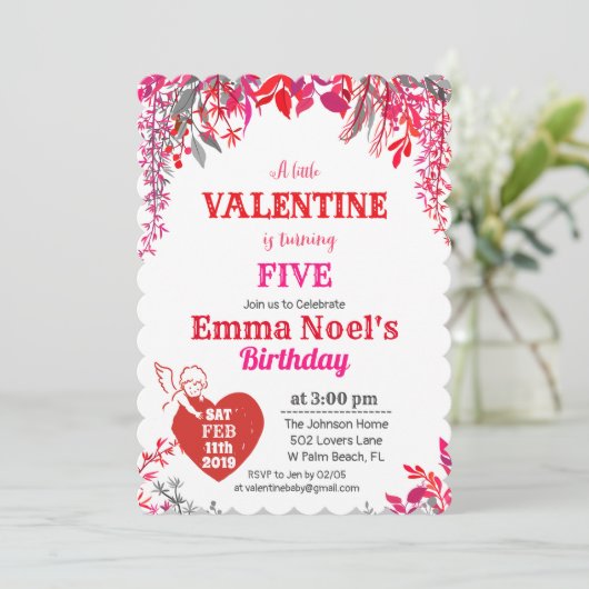 ANY AGE Floral Valentijnsdag Verjaardagsuitnodigin Kaart (Staand voorkant)