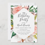 ANY AGE - Floral Waterverf Verjaardagsuitnodiging Kaart (Voorkant)