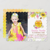 ANY AGE/FOTO - Honey Bee Verjaardag uitnodiging (Voorkant / Achterkant)