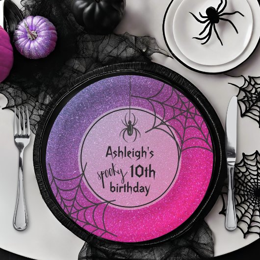 ANY AGE Glitter Glam Spider Halloween Verjaardag Papieren Bordje