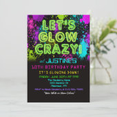 ANY AGE - Glow Party Uitnodiging voor verjaardag (Staand voorkant)