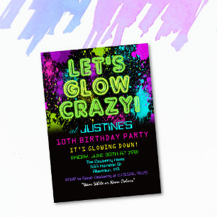 ANY AGE - Glow Party Uitnodiging voor verjaardag