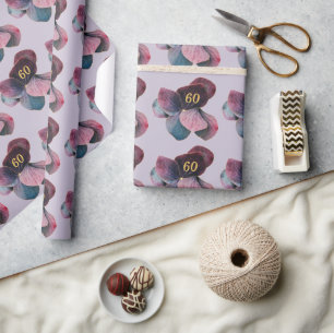 Any Age Goud Blauw Lavendel Paarse Hydrangeas Gift Cadeaupapier