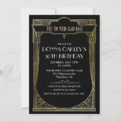 ANY AGE Grote Gatsby Art Deco Verjaardag Uitnodigi Kaart (Voorkant)