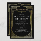 ANY AGE Grote Gatsby Art Deco Verjaardag Uitnodigi Kaart (Voorkant / Achterkant)