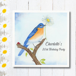 Any Age Happy April Birthday with Bluebird Servet