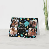 Any Age Happy Birthday aangepaste foto Blauwgroen Kaart (Voorkant)