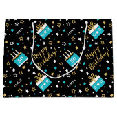 Any Age Happy Birthday Cake Blauwgroen Zwart Groot Cadeauzakje (Voorkant)