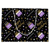 Any Age Happy Birthday Cake Paarse Zwart Groot Cadeauzakje (Achterkant)