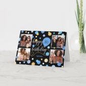 Any Age Happy Birthday Custom Foto Blauw Kaart (Voorkant)