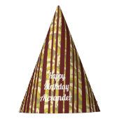 Any Age Happy Birthday Rustic Stripe Pattern Feesthoedjes (Voorkant)