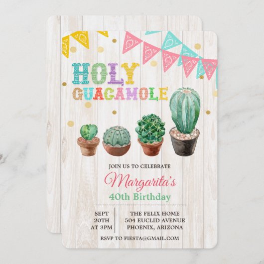 ANY AGE - Heilige Guacamole Verjaardag uitnodiging (Voorkant / Achterkant)