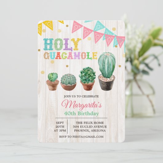 ANY AGE - Heilige Guacamole Verjaardag uitnodiging (Staand voorkant)