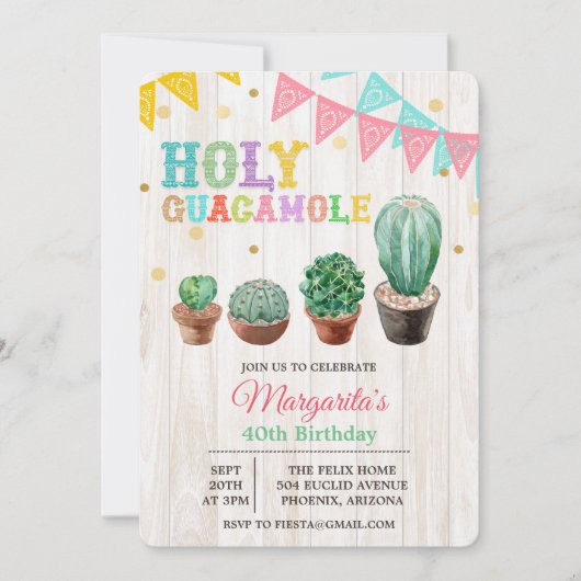 ANY AGE - Heilige Guacamole Verjaardag uitnodiging (Voorkant)