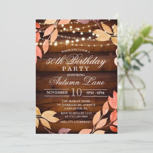 ANY AGE - Herfst Adult Birthday Party Uitnodiging (Staand voorkant)