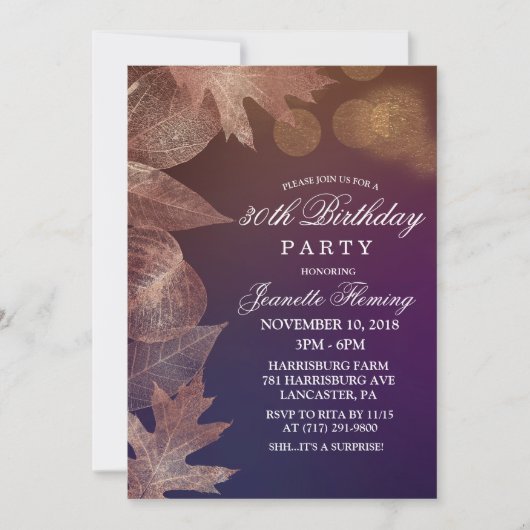 ANY AGE - Herfst laat verjaardagsuitnodiging Kaart (Voorkant)