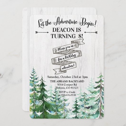 ANY AGE - Het avontuur begint verjaardagsuitnodigi Kaart (Voorkant / Achterkant)