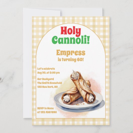 Any Age Holy Cannoli Modern Verjaardagsfeest Gingh Kaart (Voorkant)