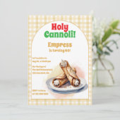 Any Age Holy Cannoli Modern Verjaardagsfeest Gingh Kaart (Staand voorkant)