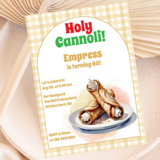 Any Age Holy Cannoli Modern Verjaardagsfeest Gingh Kaart