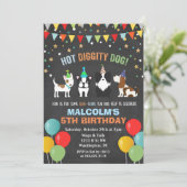 ANY AGE - Hond Puppy Verjaardag Krijt Uitnodiging (Staand voorkant)