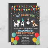 ANY AGE - Hond Puppy Verjaardag Krijt Uitnodiging (Voorkant / Achterkant)