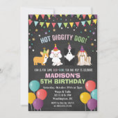 ANY AGE - Hond Puppy Verjaardag Krijt Uitnodiging (Voorkant)