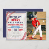 ANY AGE - Honkbal Verjaardag Foto uitnodiging (Voorkant / Achterkant)
