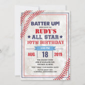 ANY AGE - Honkbal  Verjaardagsuitnodiging Kaart (Voorkant)