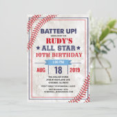 ANY AGE - Honkbal  Verjaardagsuitnodiging Kaart (Staand voorkant)