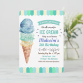 ANY AGE - Ice Cream Boy Verjaardag uitnodiging (Staand voorkant)