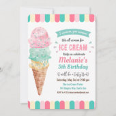 ANY AGE - Ice Cream Glitter Verjaardag uitnodiging (Voorkant)