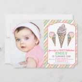 ANY AGE - Ice Cream verjaardagsuitnodiging Kaart (Voorkant)