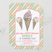 ANY AGE - Ice Cream verjaardagsuitnodiging Kaart (Voorkant / Achterkant)