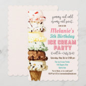 ANY AGE - Ice Cream verjaardagsuitnodiging Kaart (Voorkant / Achterkant)