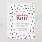 Any Age Indigo Roze Blauwgroen Confetti Verjaardag Kaart (Voorkant)