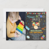 ANY AGE - Jongen Muziek Verjaardag Chalk Uitnodigi Kaart (Voorkant)