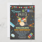 ANY AGE - Jongen Muziek Verjaardag Chalk Uitnodigi Kaart (Voorkant)