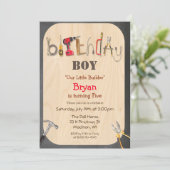 ANY AGE - Jongen Tool Builder Verjaardag uitnodigi Kaart (Staand voorkant)