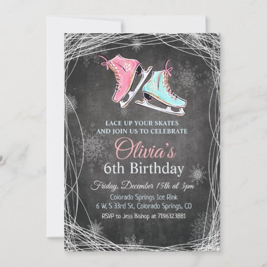 ANY AGE - Krijt Schaatsen Verjaardag uitnodiging (Voorkant)