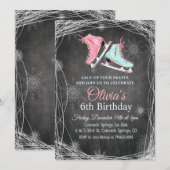 ANY AGE - Krijt Schaatsen Verjaardag uitnodiging (Voorkant / Achterkant)