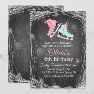 ANY AGE - Krijt Schaatsen Verjaardag uitnodiging