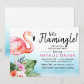 ANY AGE - Laten we Flamingle Verjaardag uitnodigin Kaart (Voorkant / Achterkant)